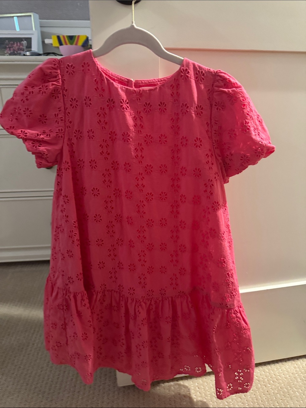 Crewcuts Pink Eyelet Puff-Sleeve Dress